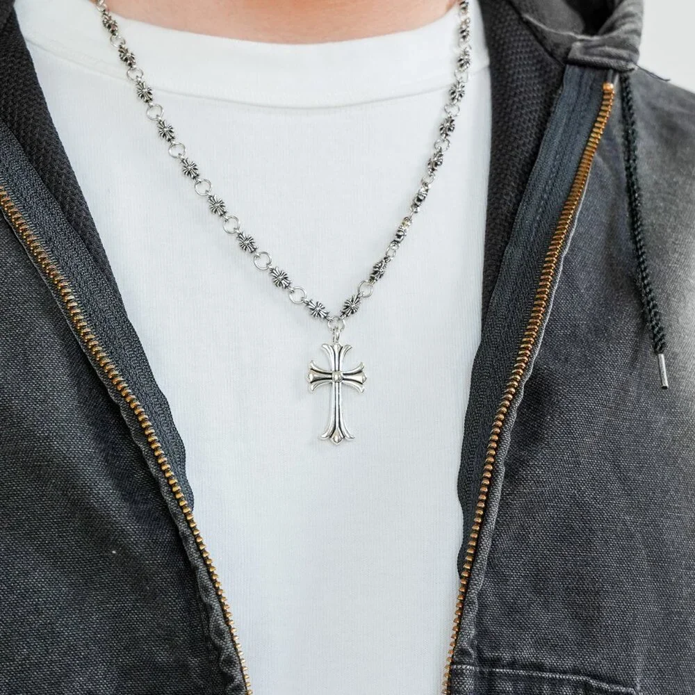 Silver Gothic Cross Chain Necklace